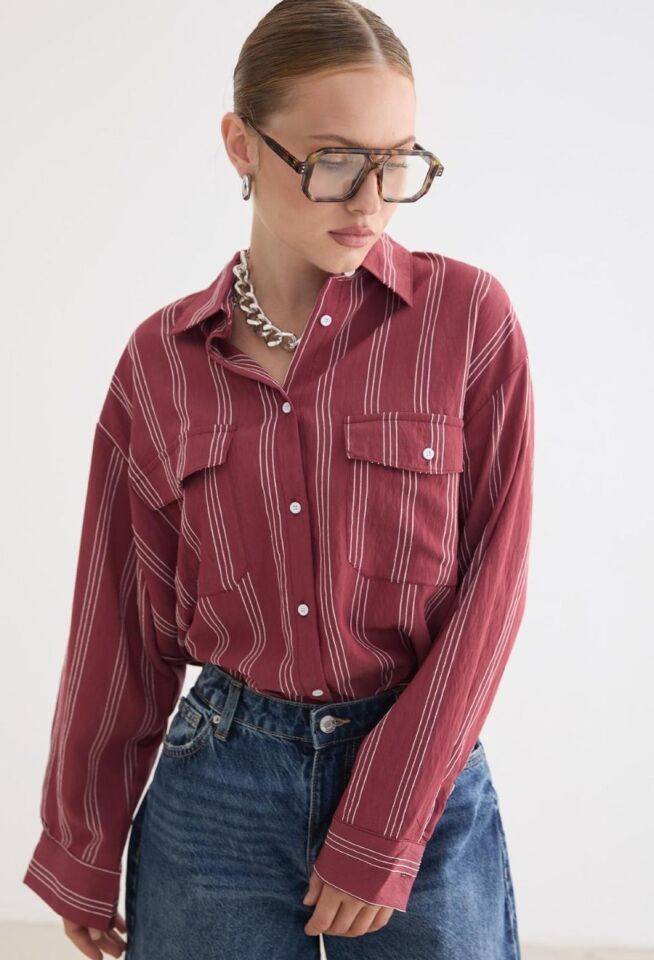 Kadın Önü Düğmeli Oversize Gömlek