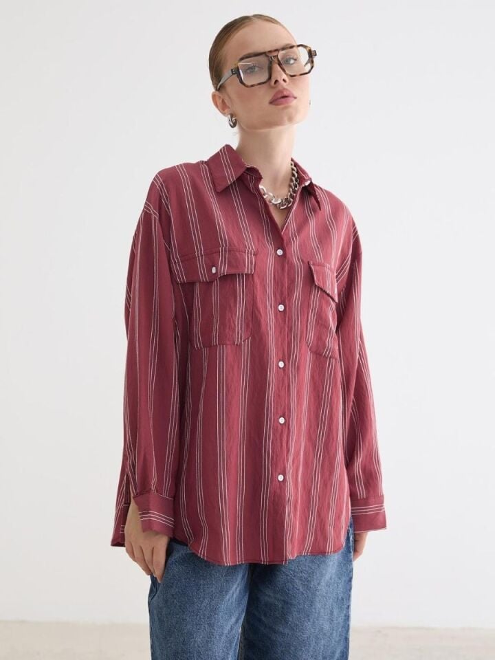 Kadın Önü Düğmeli Oversize Gömlek