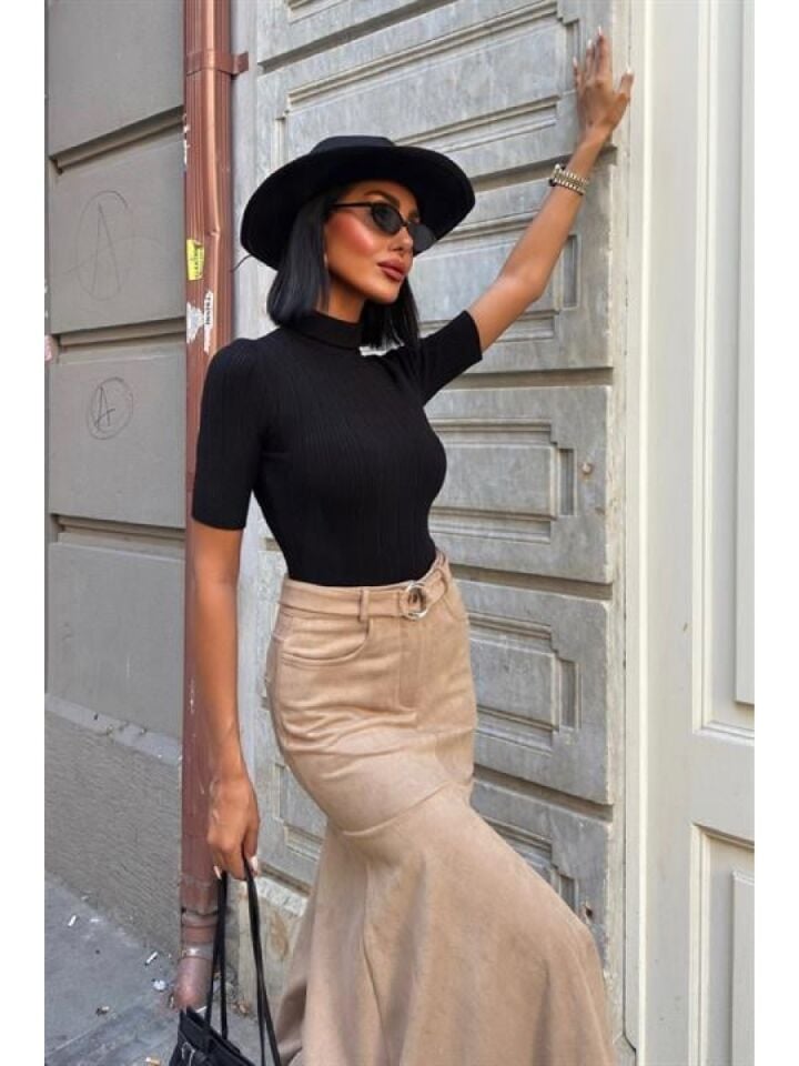 Kadın Tasarım Süet Etek