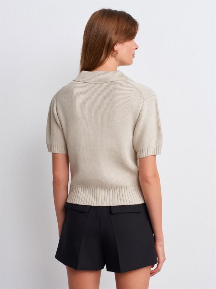 Kadın Fiyonklu Triko Top Taş