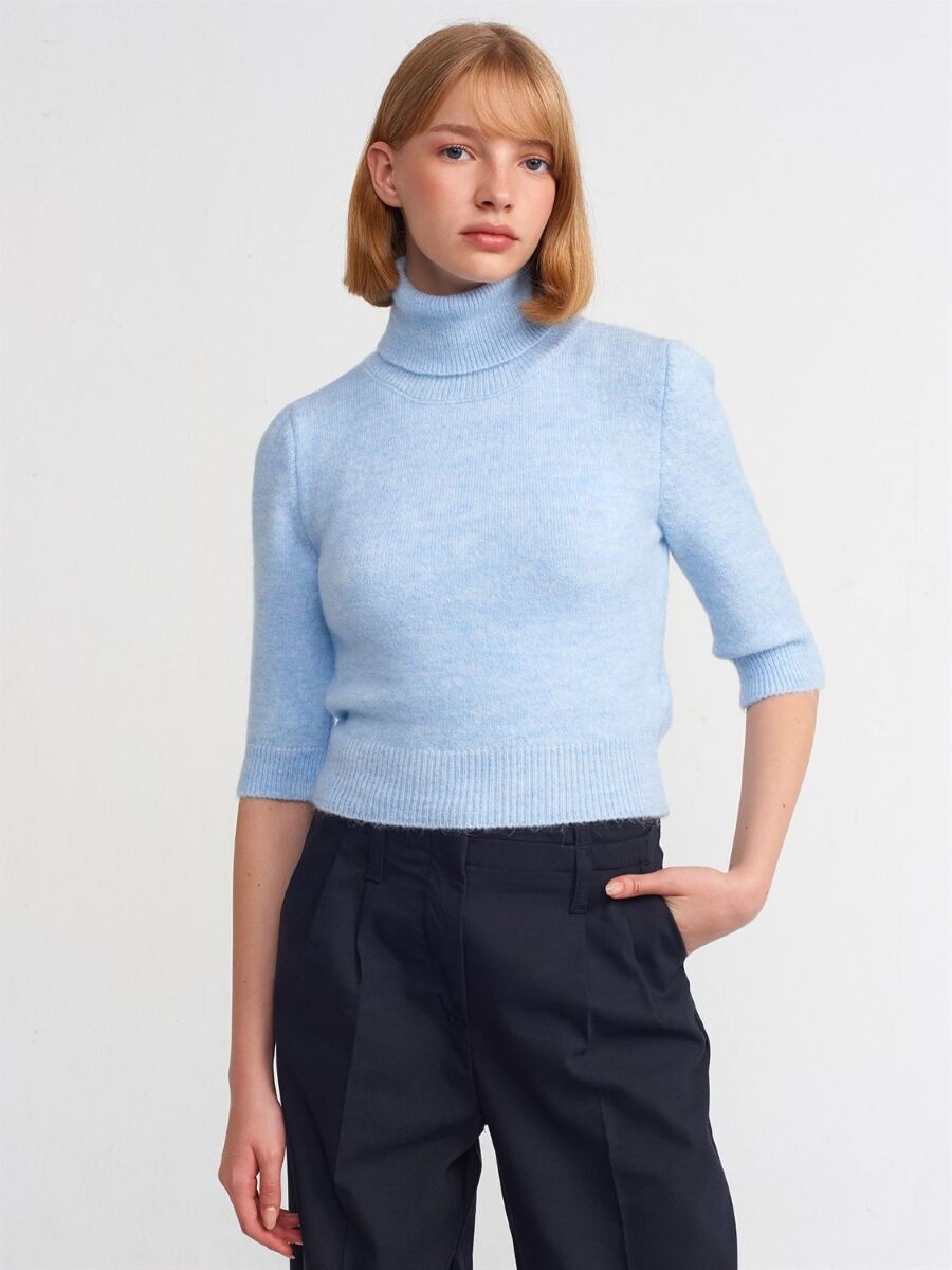 Kadın Balıkçı Yaka Crop Kazak