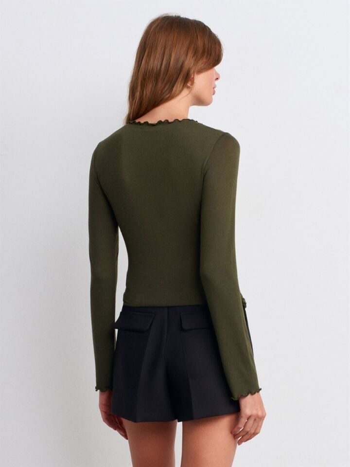 Kadın Büzgülü Top-Açık Haki