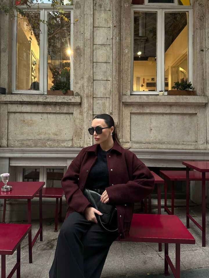 Kadın Bordo Bomber Ceket