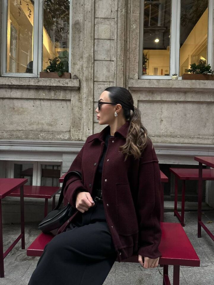 Kadın Bordo Bomber Ceket