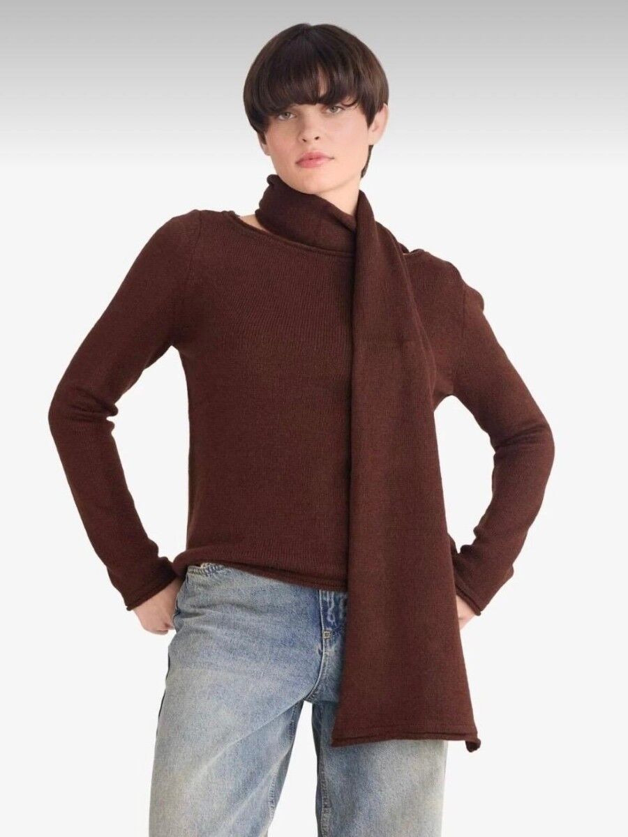 Kadın Şal Detaylı Triko Kazak