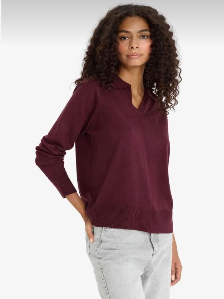 Kadın Polo Yaka Triko Kazak