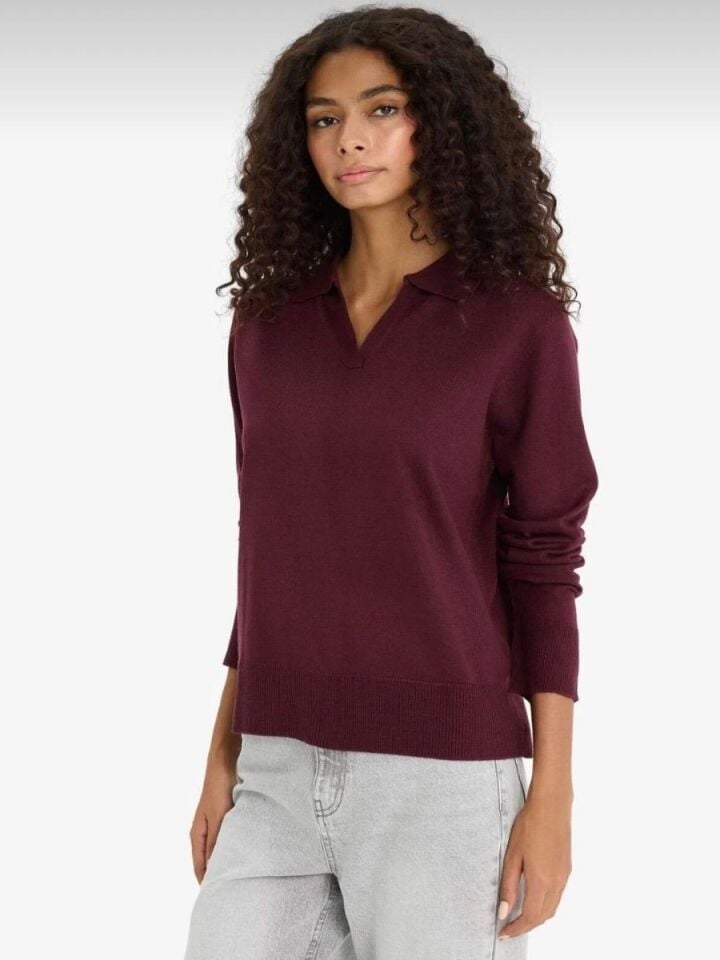 Kadın Polo Yaka Triko Kazak