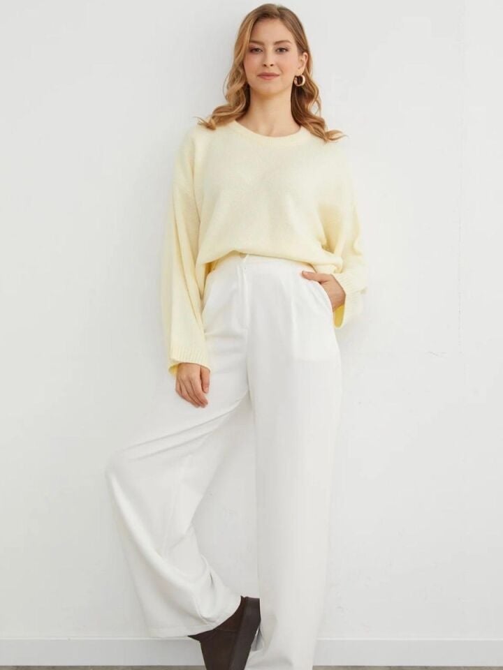 Kadın Bisiklet Yaka Oversize Kazak