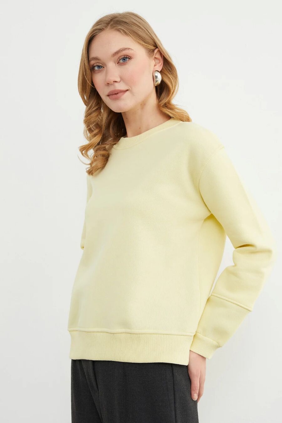 Kadın  Basic Bisiklet Yaka Sweatshirt