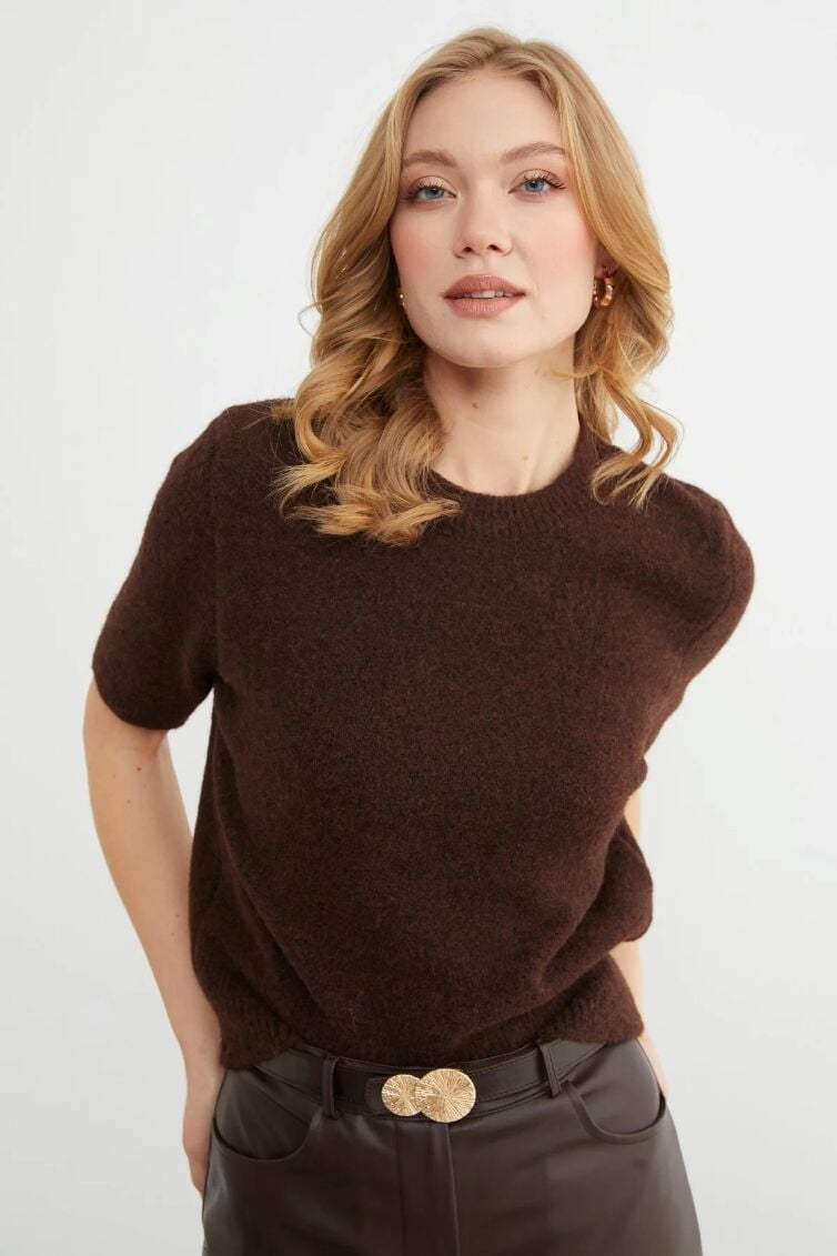 Kadın Kısa Kol Triko Kazak