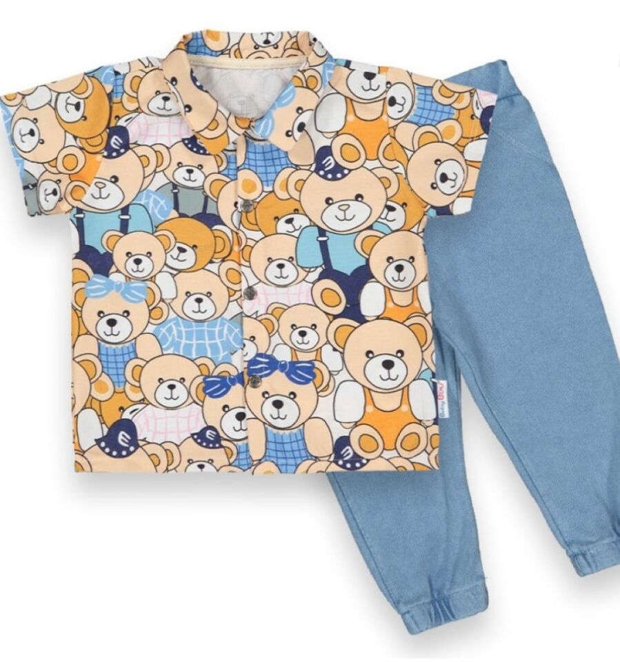 Erkek ve Kız Bebek Ayıcıklı Gömlek Pantolon