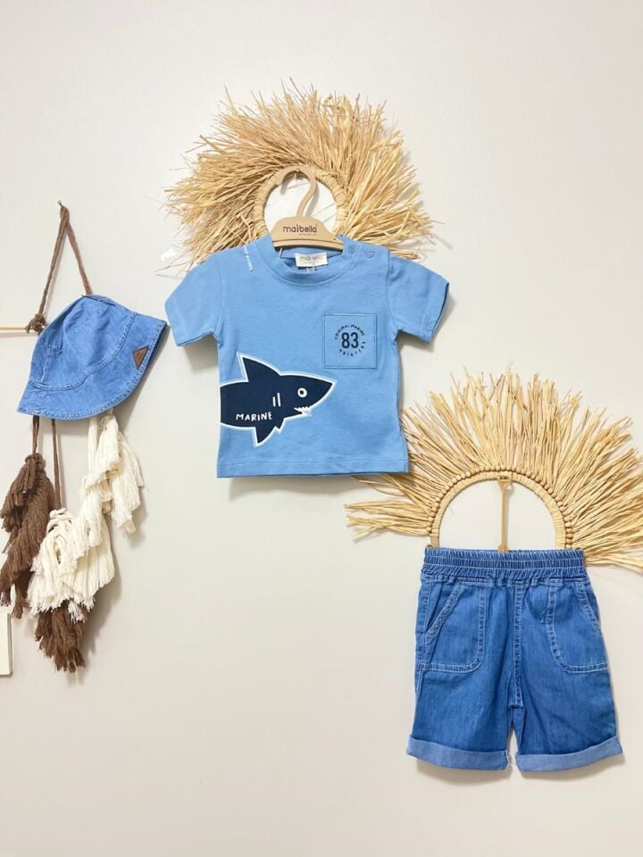 Erkek Çocuk Şapkalı Şortlu Takım