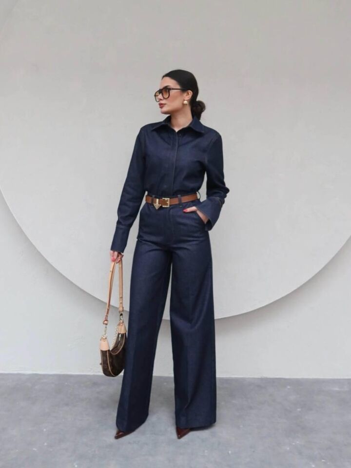 Kadın Denim Gömlek Pantolon Takım