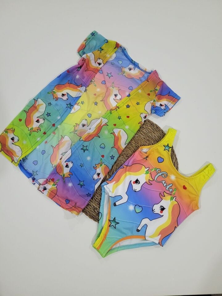 Kız Çocuk Unicorn Pareolu Mayo