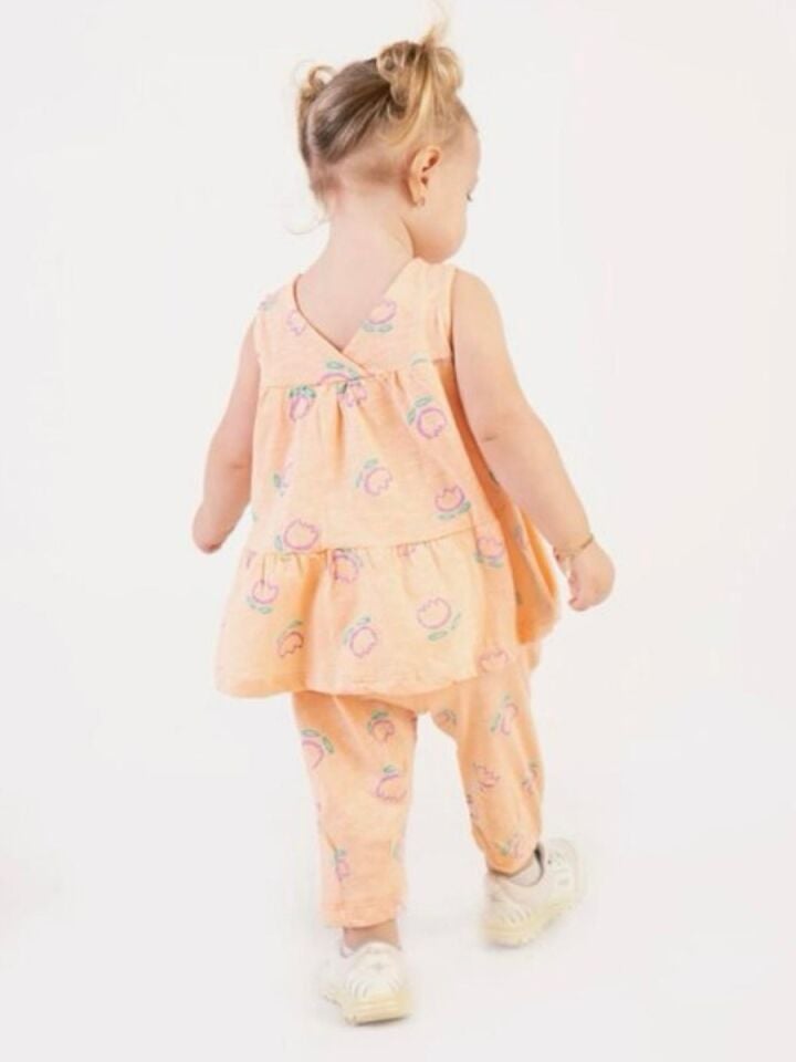 Lale Temalı % 100 Pamuk Kız Bebek İkili Takım