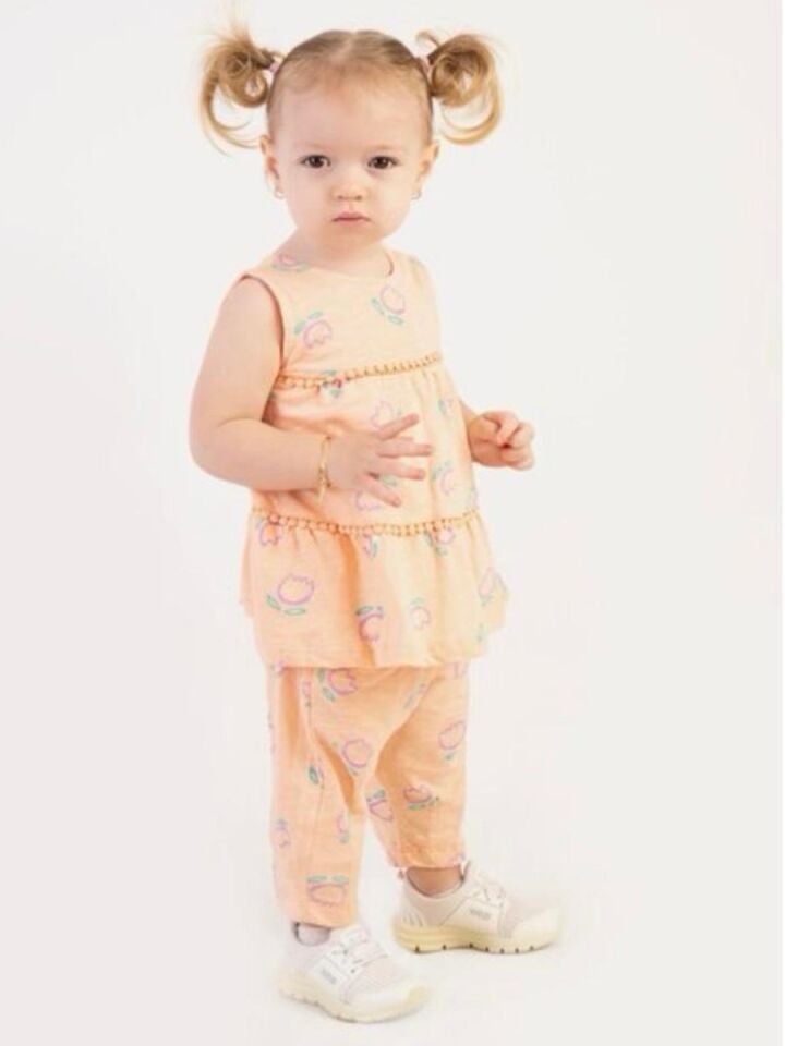 Lale Temalı % 100 Pamuk Kız Bebek İkili Takım