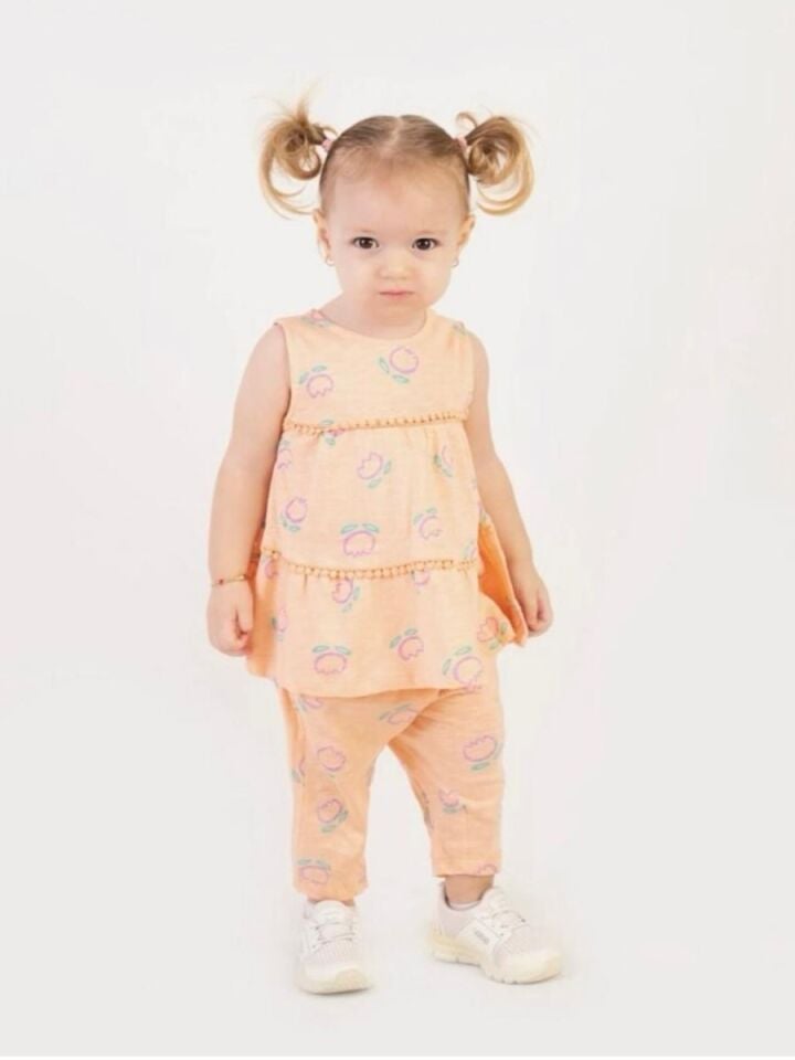 Lale Temalı % 100 Pamuk Kız Bebek İkili Takım