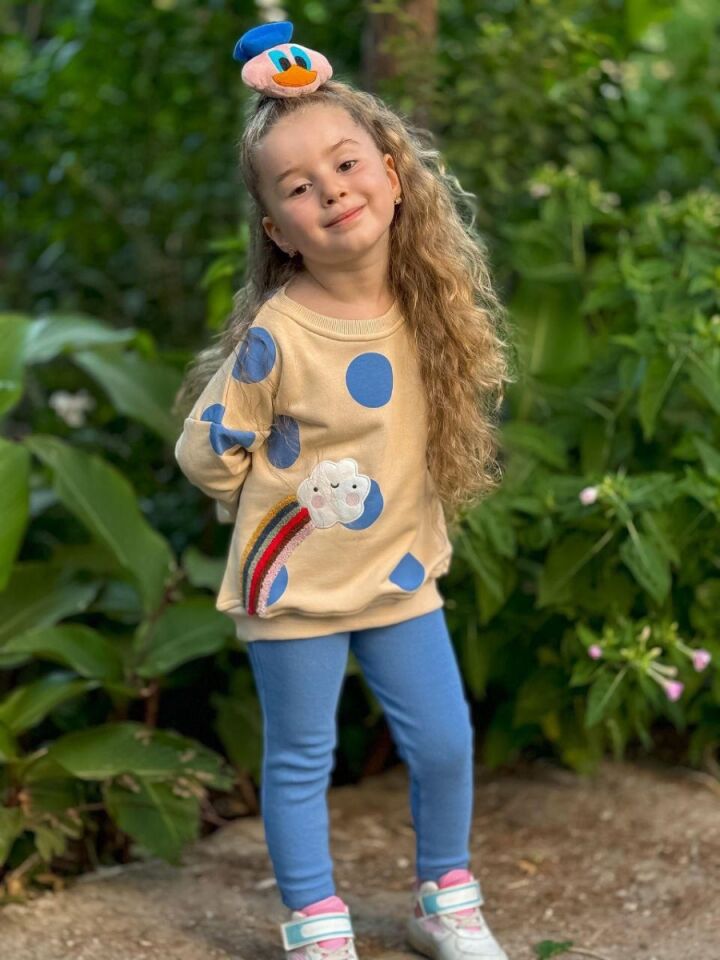 Kız Çocuk Taytlı Sweatshirt Takım