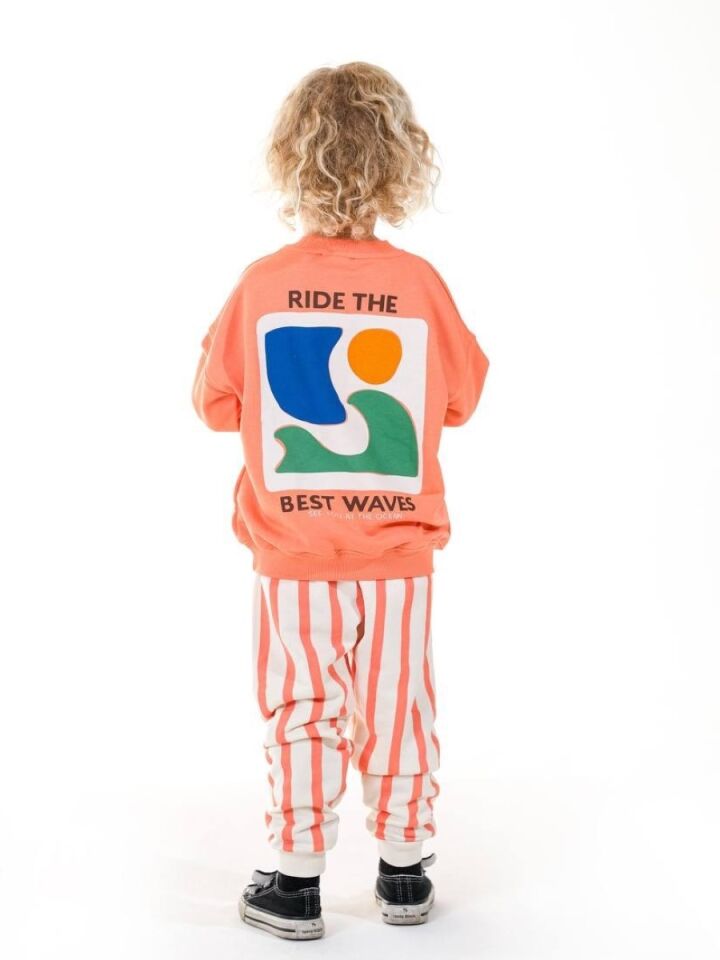 Erkek Çocuk Desenli Sweatshirt Çizgili Pantolon Takım