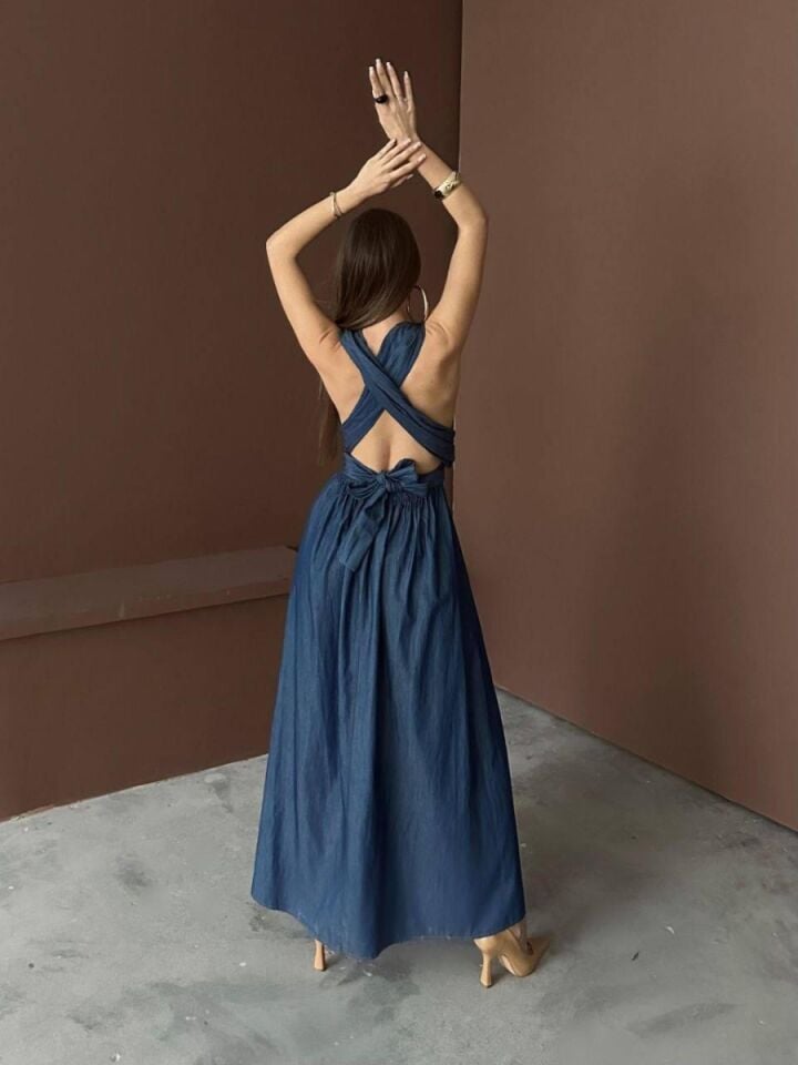 Kadın Mavi Tencel Elbise