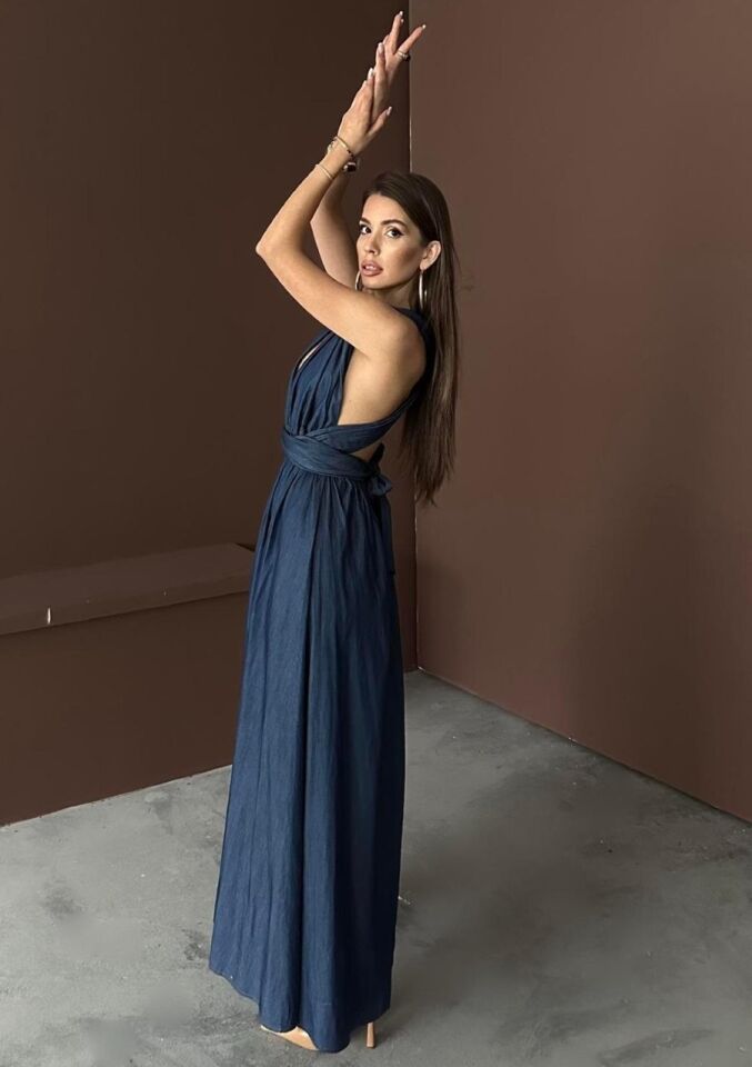 Kadın Mavi Tencel Elbise