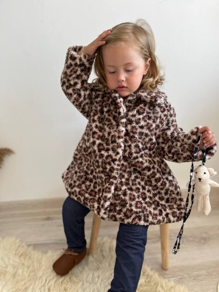 Kız Çocuk Leopar Mont
