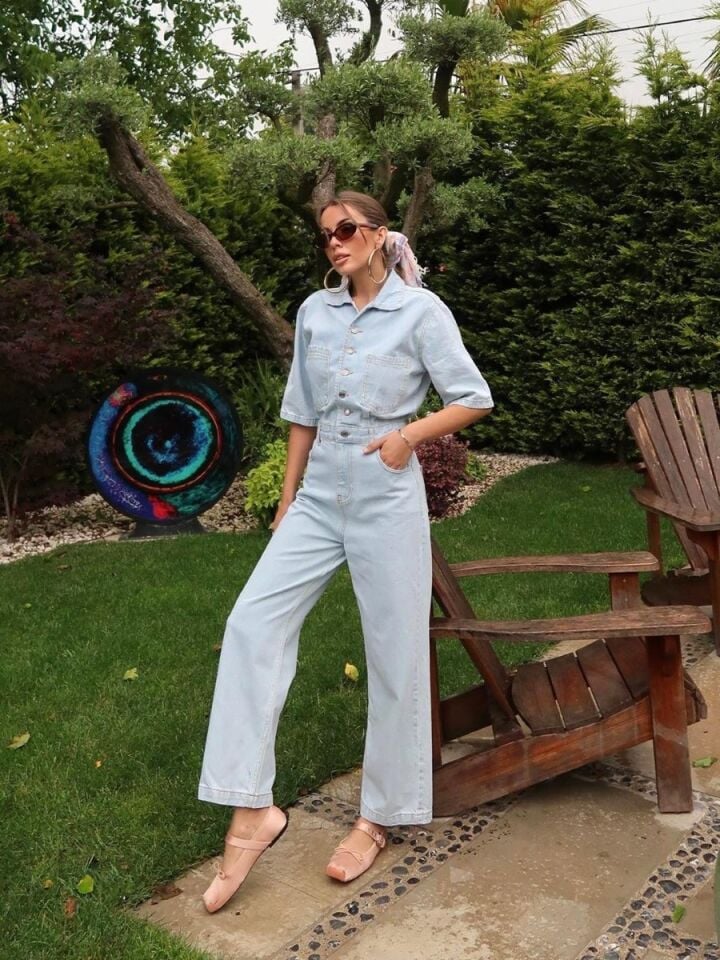 Kadın Mavi Kot Tulum