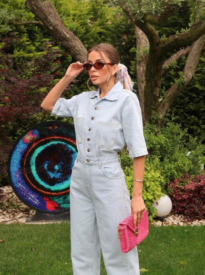 Kadın Mavi Kot Tulum