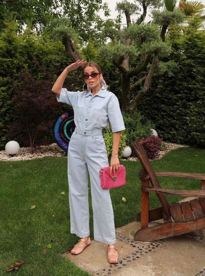 Kadın Mavi Kot Tulum