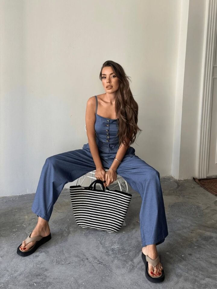 Kadın Tencel Crop Şalvar Pantolon Takım