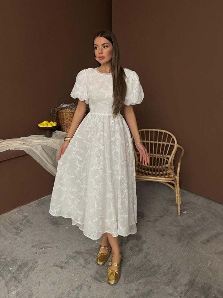 Kadın Arkası Bağlamalı Brode Elbise