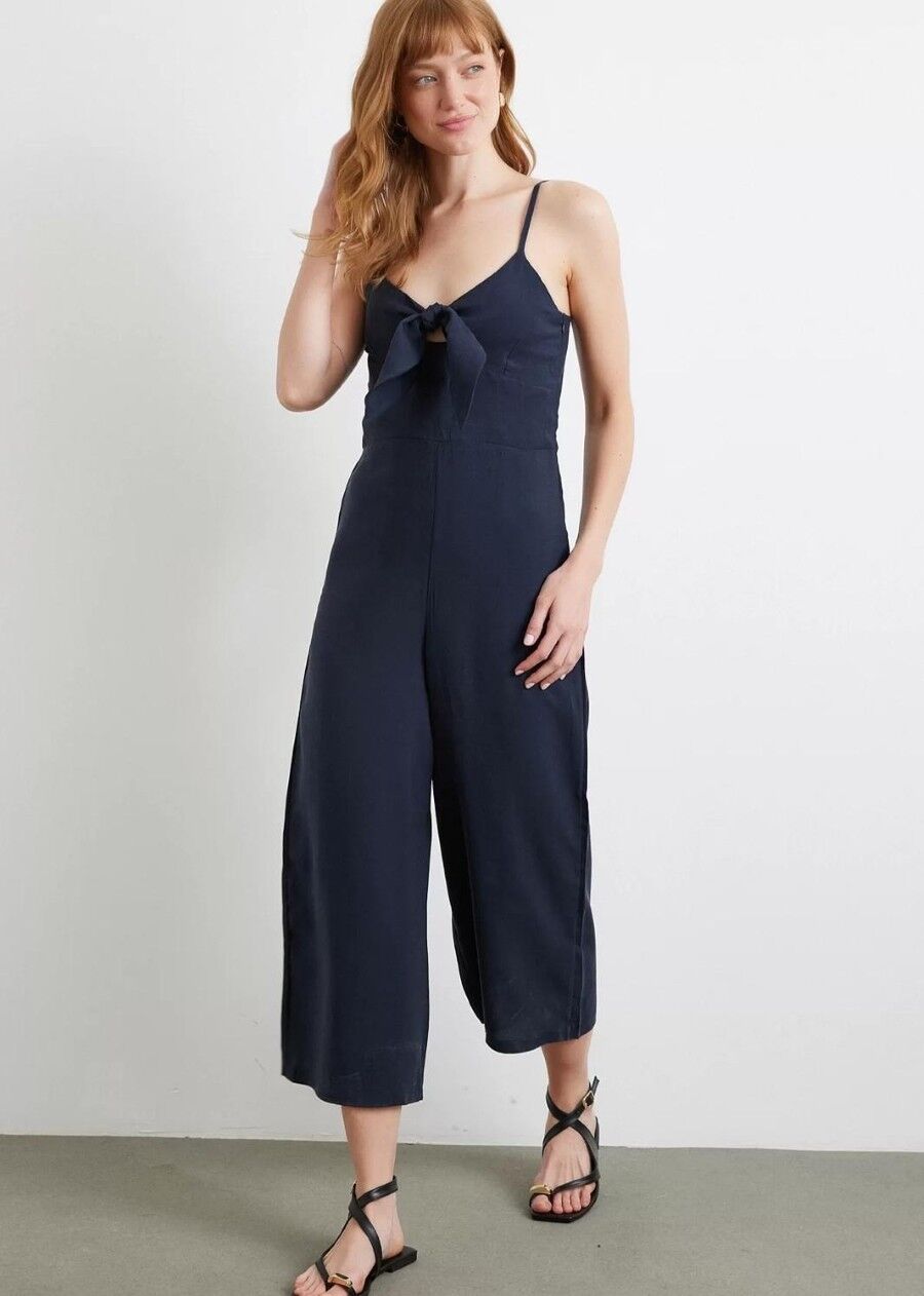 Kadın Fiyonklu Lacivert Tulum