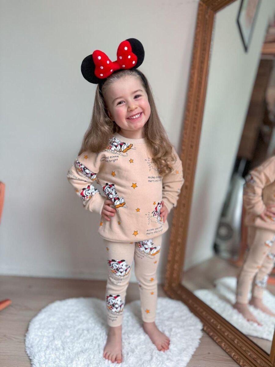 Kız Çocuk Mickey Minnie Desenli Taytlı Takım